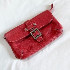 y2k  rafe new york red pebbled leather clutch